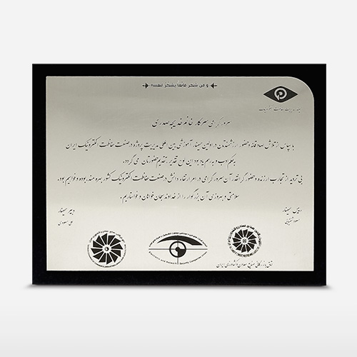 لوح تقدیر سمینار آموزشی بینالمللی مدیریت پروژه در صنعت حفاظت الکترونیک